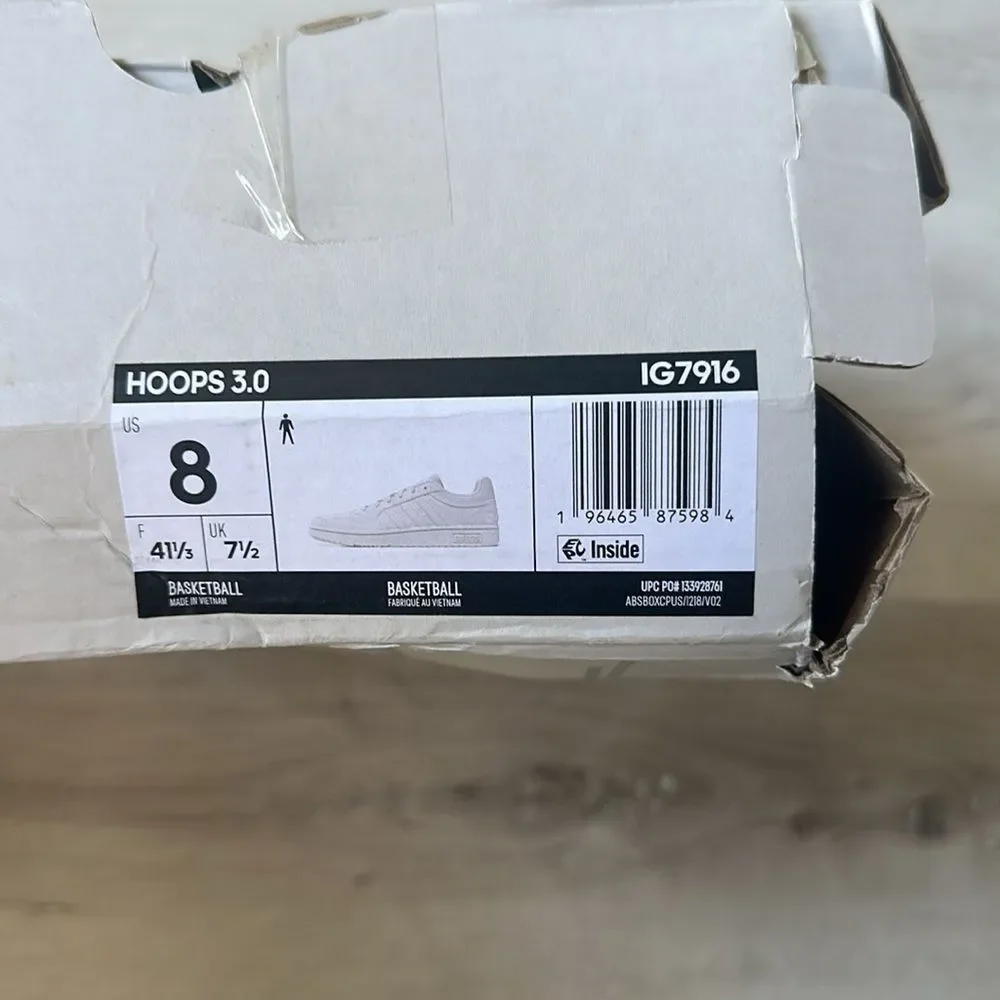 adidas Hoops 3.0 Low Classic Vintage size 8 in white NWT in box‎